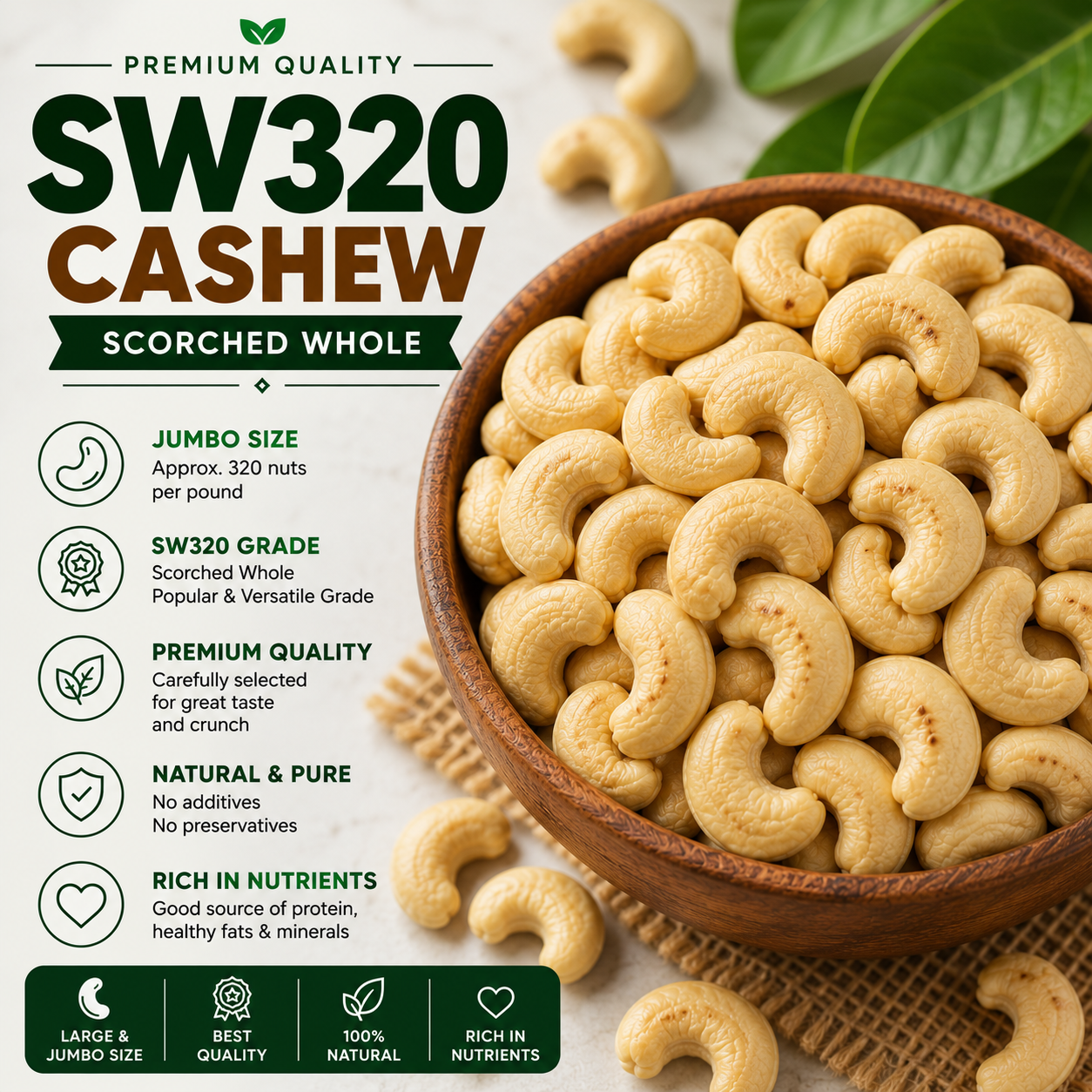 Premium cashew nuts